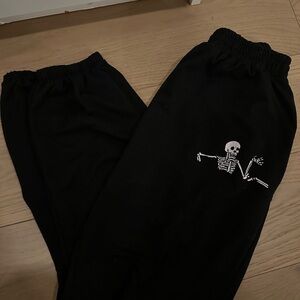 Romwe Black Skeleton Detail Sweatpants Joggers size M